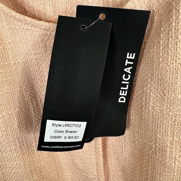 New Karl Lagerfeld Womens size 12 Long Button Front Jacket Blazer Sherbert Pink - Picture 7 of 14